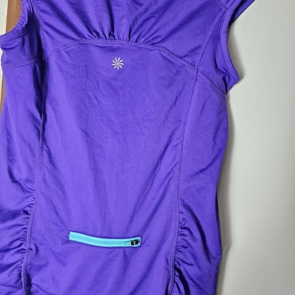Athleta Intrepid Cap Sleeve Sun Shield  Purple Short Sleeve Top Size Small Tide - Picture 6 of 6